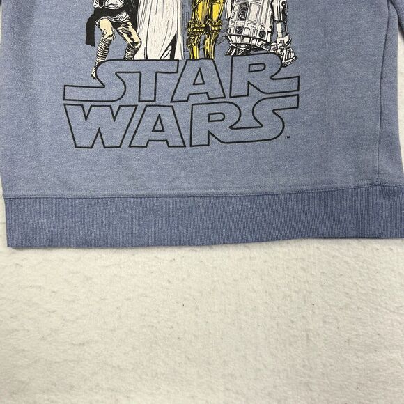Star Wars Youth Medium Long Sleeve Fleece Hoodie Pullover Logo Blue Sweatshirt - Picture 4 of 12